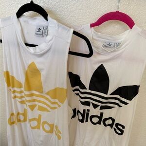 Adidas Kids' White Tank Tops with Gold and Black Logos